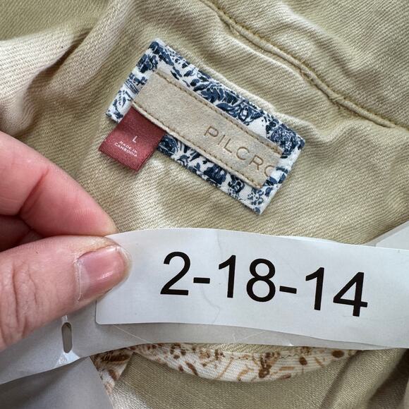 Pilcro Blazer Womens Large Tan Summer Relaxed Jacket Linen Cotton Blend - Picture 8 of 12